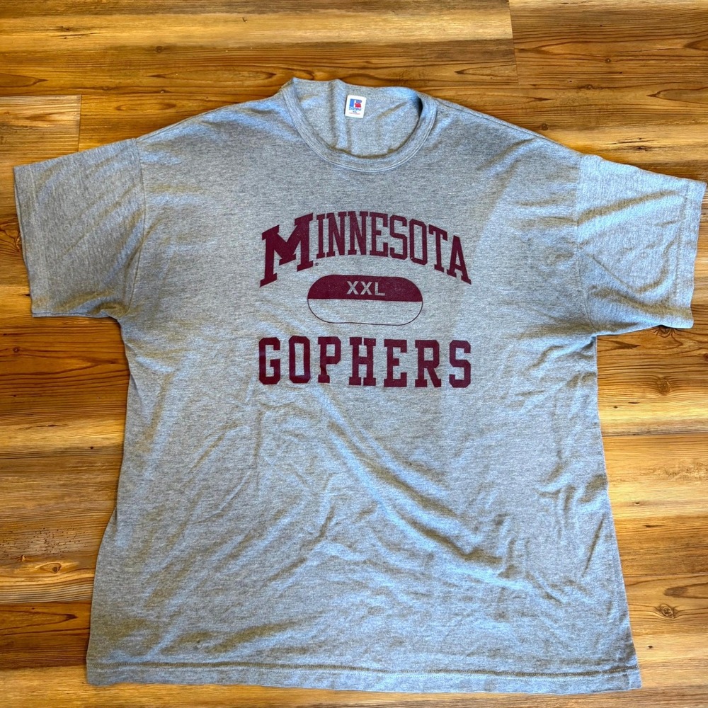 Vintage Russell Athletic Minnesota Gophers T-Shirt XXL Gray Mens NCAA Graphic